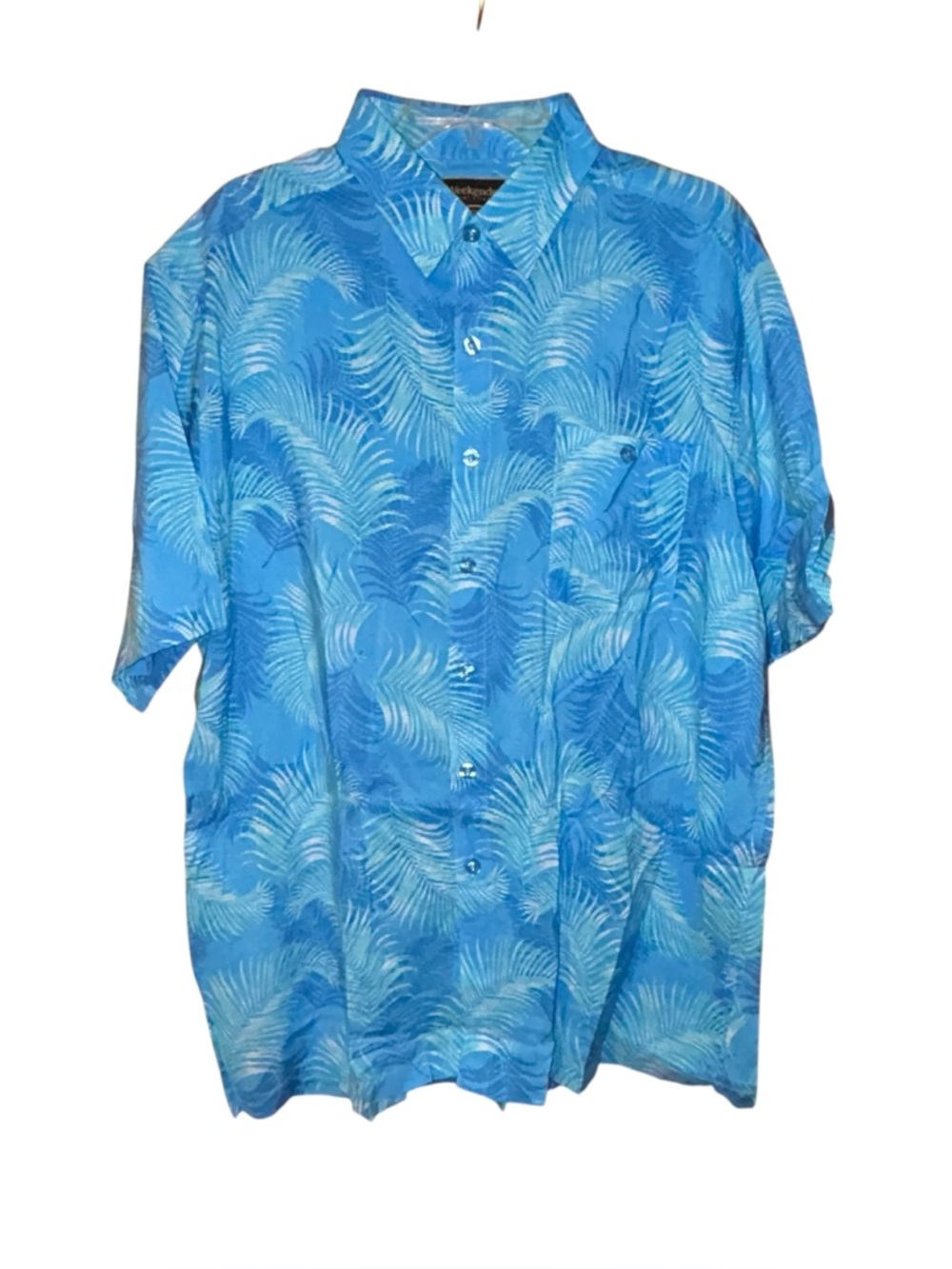 Weekender Men’s‎  Hawaiian Shirt XL Blue Palm Print Cotton Rayon Aloha Vacation
